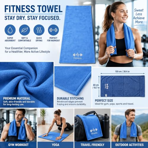 Microfiber Gym Bench Towel with Fitted Corner Hood, Blue - color: Blue