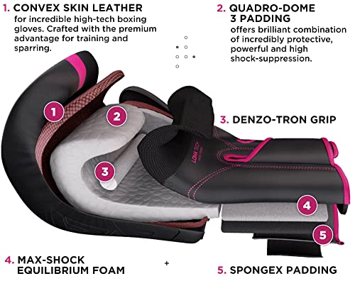 RDX Women Boxing Gloves, Pro Training Sparring, Maya Hide Leather, Muay Thai MMA Kickboxing, Adult, Heavy Punching Bag Focus Mitts Pads Workout, Ventilated Palm, Multi Layered, 8 10 12 14 16 Oz - size: 14OZ