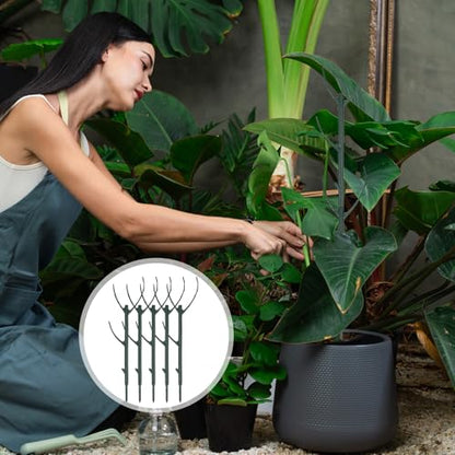 5 Pack Monstera Plants Support Stackable Plant Support Stakes Pothos Climber Supports Vine Plant Sticks Stakes with Plants Clips Ties for Indoor Outdoor Vine Orchid Perfect Moss Pole Replacement