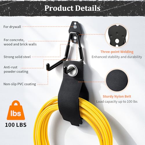 Housolution Steel Garage Hooks - 30Pack Anti-Slip Coating, Black - color: Black