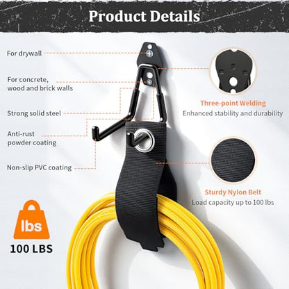 Housolution Steel Garage Hooks - 30Pack Anti-Slip Coating, Black - color: Black