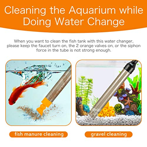 hygger Upgrade Aquarium Water Changer Kit, Semi-Automatic Fish Tank Gravel Cleaner, with 33 FT Water Hose, Flow Control Valve