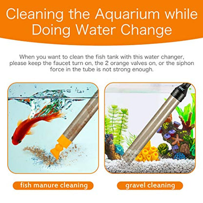 hygger Upgrade Aquarium Water Changer Kit, Semi-Automatic Fish Tank Gravel Cleaner, with 33 FT Water Hose, Flow Control Valve - size: 33FT
