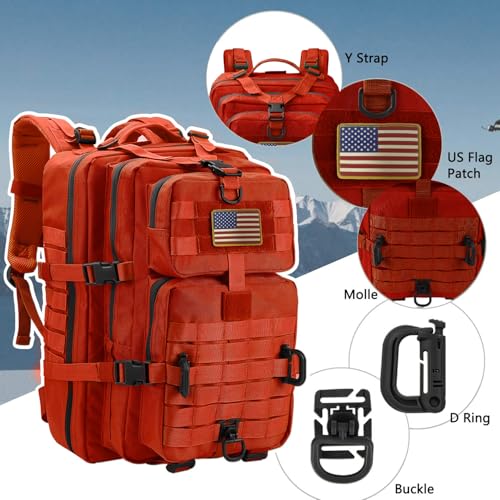 Hannibal Tactical MOLLE Assault Backpack, Tactical Backpack Military Army Camping Rucksack - color: Orange