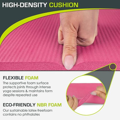 ProsourceFit Extra Thick Yoga Knee Pad and Elbow Cushion 15mm (5/8”) Fits Standard Mats for Pain Free Joints in Yoga, Pilates, Floor Workouts - color: Pink