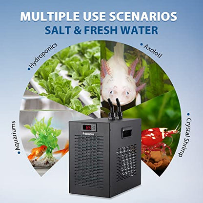 160L Aquarium Water Cooler 42GAL Fish Tank Chiller Special Quiet Design Refrigeration Compressor for Waterweeds Jellyfish Coral Crystal Shrimp (42gal/160L)