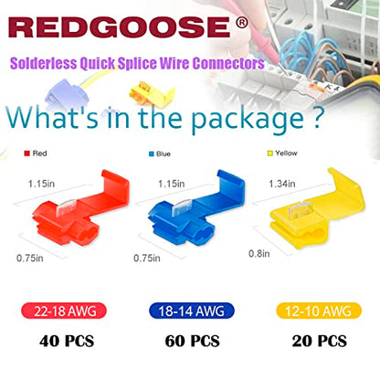 120PCS Solderless Quick Splice Wire Connectors, 22-10 AWG Electrical Wire Connector,Terminals Assortment Kit