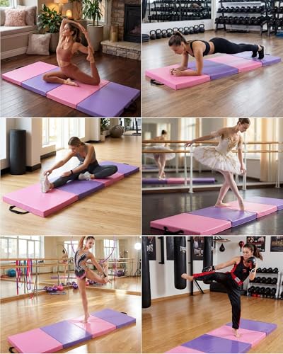 Garvee Gymnastics Mat, 6.2Ft 2-Inch Thick 4-Fold | Exercise Floor Mat for Home Gym, Portable Yoga Mat for Pilates, Aerobics, Martial Arts & Training - size: 6x2Ftx2"