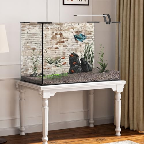 AWERT 36x24 inches Brick wall Aquarium Background Vintage Stone Brick Fish Tank Background Polyester Terrarium Background