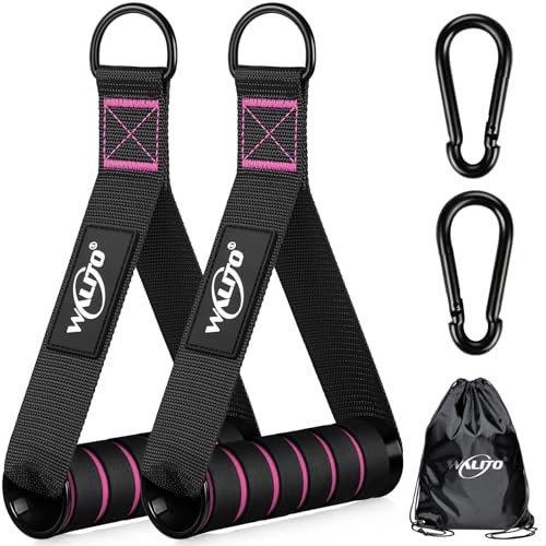 Exercise Handles, Cable Machine Handles for Gym Cable Attachments Training - color: Black-Pink