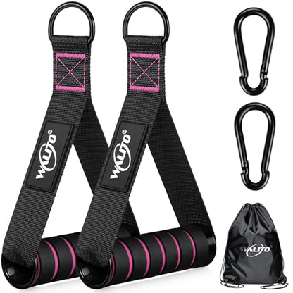 Exercise Handles, Cable Machine Handles for Gym Cable Attachments Training - color: Black-Pink