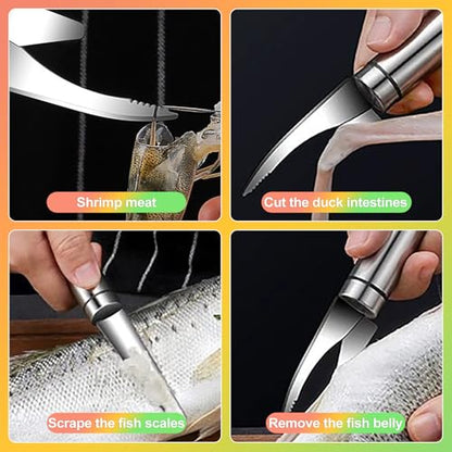 2 Pack Shrimp Deveiner Tool - Stainless Steel Shrimp Peeler and Cleaner Knife - Professional Seafood Prawn Peeling Gadget for Kitchen Preparation, Lobster, and Crab