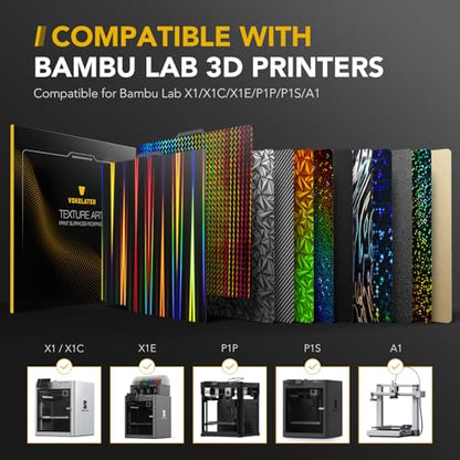3D Printer Build Plate for Bambu Lab X1 X1C X1E P1P P1S A1, 3D Printer Accessories H1H Dual Texture 257x257mm, Flexible Spring Steel Hot Bed Platform Sheet