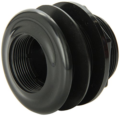 Lifegard Aquatics Standard Threaded Bulkhead Kit for Fish Aquariums – High-Impact Resistant PVC – Includes Bulkhead Fitting, Gasket, Lock Nut – Jet Black – 1-1/2 Inch - size: 1.5"