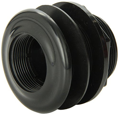 Lifegard Aquatics Standard Threaded Bulkhead Kit for Fish Aquariums – High-Impact Resistant PVC – Includes Bulkhead Fitting, Gasket, Lock Nut – Jet Black – 1-1/2 Inch - size: 1.5"