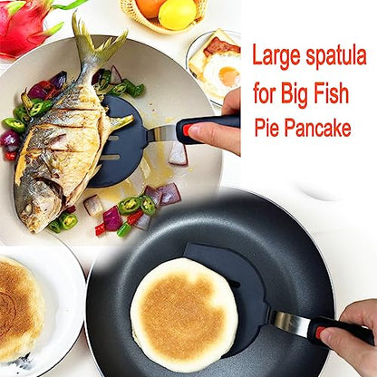 4Pcs Spatula Silicone Heat Resistant Flexible Rubber Silicone Spatulas for Nonstick Cookware, Burger Pancake Spatula Turner Large Spatulas Set for Cooking Kitchen Utensils Set Black