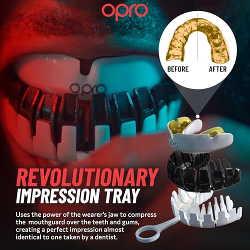 OPRO Instant Custom-Fit Mouthguard – Dentist Level Gum Shield Adult and Kids – OPRO Mouth Guard Boxing and MMA, Self-Fit Gum Shield Rugby – Maximum Protection with Dental Warranty (Sky Blue/White) - color: Sky Blue/White, size: Youth (Under 10)