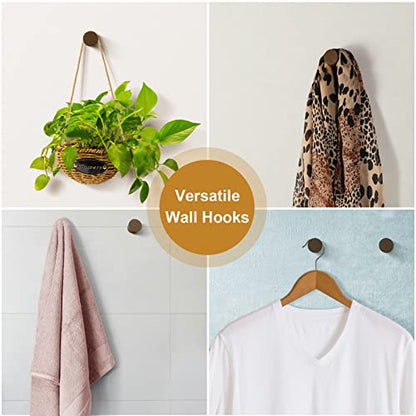 bsdonte Wood Wall Hooks 6 Pack, Natural Wooden Coat Hooks Wall Mounted, Handmade Rustic Hat Hooks Heavy Duty Entryway Wall Hangers for Hanging Towels, Clothes, Bags (Black Walnut Wood) - color: Walnut, size: 6 Pack