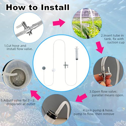 Drip Acclimation Kit for Aquarium, Adjustable Precision Slow Drip System to Reduce Stress, Prevent Osmotic Shock, Safe Acclimation for Shrimp, Fish (2 PCS)