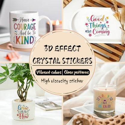 UV DTF Cup Wrap Transfer Stickers for Tumblers and Glasses, 2 Sheets Positive Quotes Rub On Decals for Cups, Mugs, Water Bottles - style: Positive Quotes