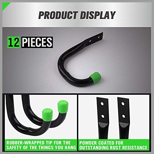 SWANLAKE Heavy Duty Garage Storage Utility Hooks, Utility Hooks for Garage Wall,Color Black (12PCS) - color: 12-Piece Green