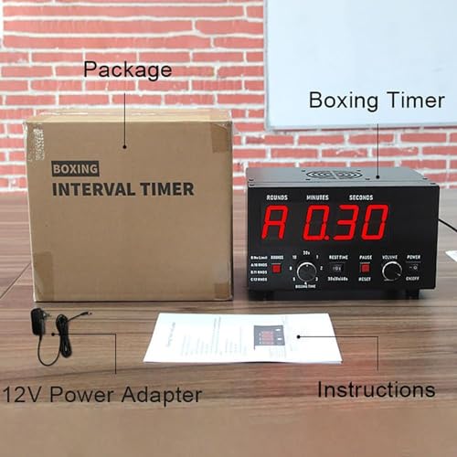 Led Interval Timer, Professional Gym Timer, Selectable Unlimited Rounds, Adjustable Sound Volume/Exercise Time,Red - color: Red