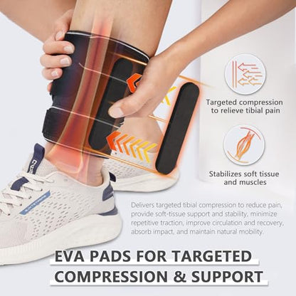 Shin Splints Compression Wrap for Medial Tibial Stress Syndrome (MTSS), Shin Compression Sleeve for Shin Splints Relief, Swelling, Sprains & Tears, Tibial Splint Support for Men & Women (L, 2 Pcs) - size: L, style: 2 Pcs