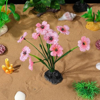 Luxshiny 2Pcs Decorative Fish Tank Plants Aquarium Supply Artificial Realistic Fake Aquarium Accessories for Desktop Home Office Wedding Decor Pink