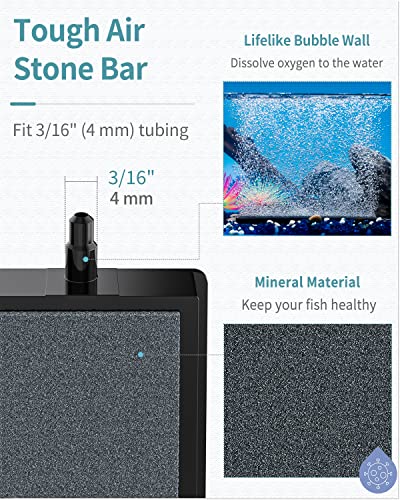 Pawfly 8 Inch Air Stone Grey Mineral Bubble Stone Bar Diffuser Bubbler Airstones for Air Pump, Aquarium, and Fish Tank