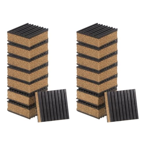 uxcell 16pcs Ribbed Anti-Vibration Isolation Rubber Pads 2" Length x 7/8" Thick, Square Anti Vibration Pads with Cork Center Layer for HVAC Air Compressor Washer - size: 2" Long x 7/8" Thick