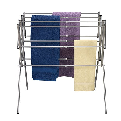 Household Essentials Clothes Drying Rack, Foldable, Expandable and Collapsible Laundry Drying Rack, Silver - color: Silver