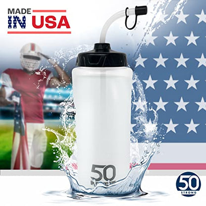 50 Strong | Hockey & Lacrosse Water Bottle with Straw, 2-Pack, 1 Liter - size: 2 Pack