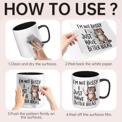 12 PCS UV DTF Cup Wrap Stickers, Funny Cat Sarcastic Quotes Rub on Transfers for Crafts, Permanent DIY Transfer Decals for 16oz Libbey Glass Cans, Mugs, Candles, Easy to Apply Art Stickers - style: Funny Cat Sarcastic Quotes
