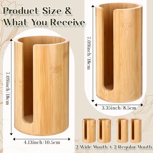 LemonRoad 4 Packs Mason Jar Lid Organizer Vertical Bamboo Storage Holder Fits Wide Mouth and Regular Mouth Mason Jar Accessories for Canning Lid Kitchen Rack Cabinet Organization (Single Sided Open) - style: Single Sided Open