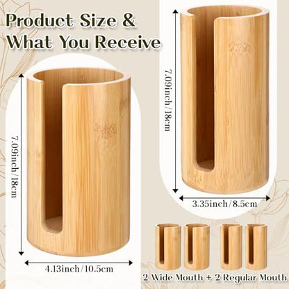 LemonRoad 4 Packs Mason Jar Lid Organizer Vertical Bamboo Storage Holder Fits Wide Mouth and Regular Mouth Mason Jar Accessories for Canning Lid Kitchen Rack Cabinet Organization (Single Sided Open) - style: Single Sided Open