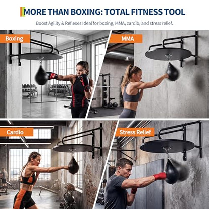 Garvee 24 Inch Adjustable Speed Bag Platform, Heavy Duty Wall Mount Boxing Trainer with 360° Swivel for Home Gym Workout