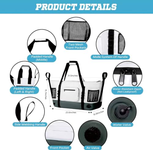 Insulated Fish Cooler Kill Bag with Flat Bottom-26x18 31x14 40x16 50x18 60x20 70x25 Inches Waterproof Fishing tackle Kill Cooler Bag - color: LightGrey-31x14x8