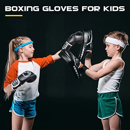 CKE Boxing Gloves for Kids Ages 5-12, Beginner Punch Bag Training Gloves - color: Black-02