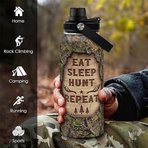 Hunting Insulated Stainless Steel Water Bottle 32oz, Vacuum Chug Lid Travel Tumbler for Men Friends Dad Grandpas Brothers Hunting Lovers, Gift for Birthday Christmas Fathers Day - color: Hunting 3