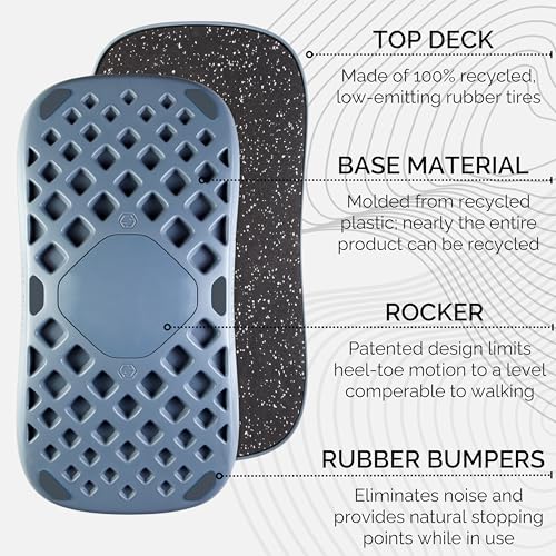 Adult Balance Board for Standing Desk - Anti Fatigue USA Made 360 Degree Rocker Wobble Board as Exercise Equipment to Increase Focus & Movement - Sustainable Anti-Slip Plane Standing Board - color: Storm