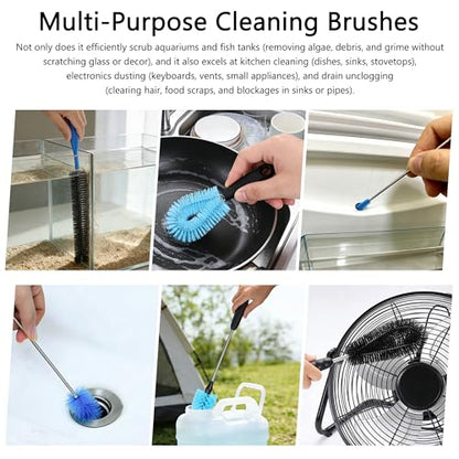 7pcs Fish Tank Cleaning Brushes Kit Beta Fish Aquarium U-Shape Brush Extra Long Filter Nylon Tube Flexible Hose Tank Cleaning Tools for Acrylic Fishes Tanks Kitchen Glasses Drinking Straws