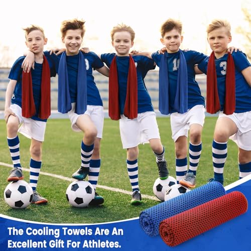Hosuly 100 Pack Cooling Towels, 40"x12" - color: Deep Blue, Red