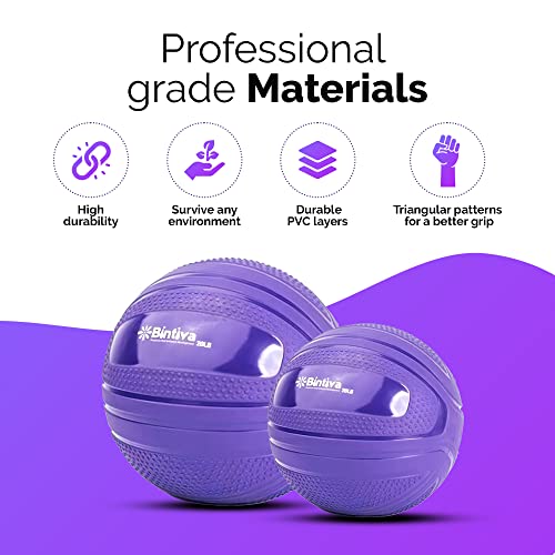 bintiva Non Bounce Slam Ball - Exercise Weighted Deadball for Workout and Fitness Routines - Medicine Dead Weight Ball - color: Black SET - 10 15 20 25 LBs