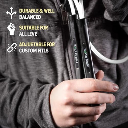 6mm Adjustable Boxing Jump Rope With Inner String Cord, Unbreakable Handles, Hererope Durable Non-Kinking PVC Jump Ropes for Men Women, Exercise Fitness, Indoor Outdoor Use