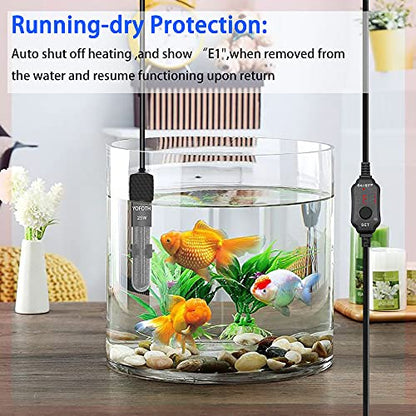 Adjustable Mini Aquarium Heater3-5 Gallons Submersible Small Fish Tank Heater 25W Digital Display Thermostat External Temperature Controller (25W) - size: 25W