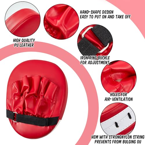 Poen 7 in 1 Taekwondo Kick Pad Boxing Training Equipment Punching Mitts Martial Arts Wrist Band Adjustable Soft Pads Set for Karate Muay Thai MMA Training - color: Red