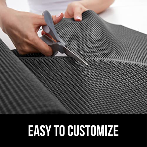 GORILLA GRIP powerGRIP Drawer Shelf and Cabinet Liner, Thick Strong Hold, Non-Adhesive Liners Protect Kitchen Cabinets and Cupboard, Bathroom Drawers, Easy Install, Breathable Mat, 12" x10', Charcoal - color: Charcoal, style: 12" x 10'