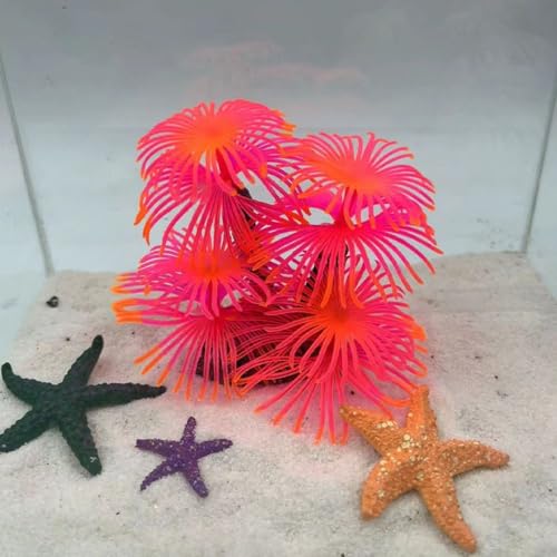 Fake Underwater Coral, Simulation Aquarium Backgrounds Plants Soft Fish Tank Water Grass Landscape Ornament Silicone Coral(Rose red)