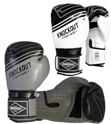 Boxing Gloves & Muay Thai Shin Guards for Men and Women, MMA Kickboxing Shin Pads Set, Adjustable Shin Guards with Instep Protection, Sparring & Martial Arts Training Gear - color: White-Gray, size: 12 oz