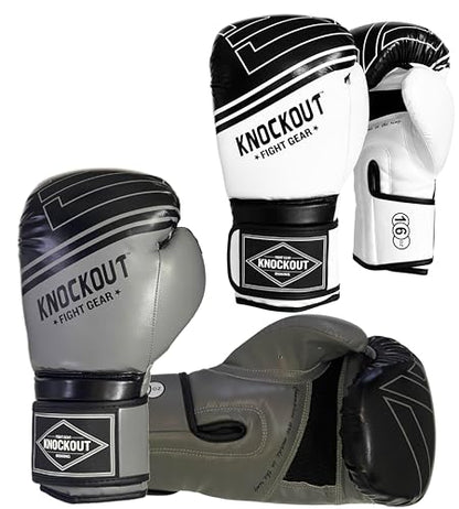 Boxing Gloves & Muay Thai Shin Guards for Men and Women, MMA Kickboxing Shin Pads Set, Adjustable Shin Guards with Instep Protection, Sparring & Martial Arts Training Gear - color: White-Gray, size: 14 oz